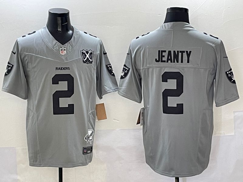 Men 2025 Oakland Raiders 2 Jeanty Grey Throwback Three generations Nike Limited NFL Jersey style 2